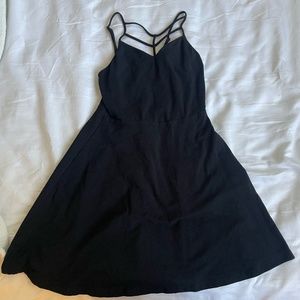 EXPRESS Black Cage Front Skater Dress